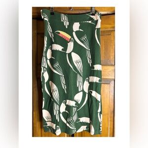 FARM Rio Green Toucan Print Midi Skirt